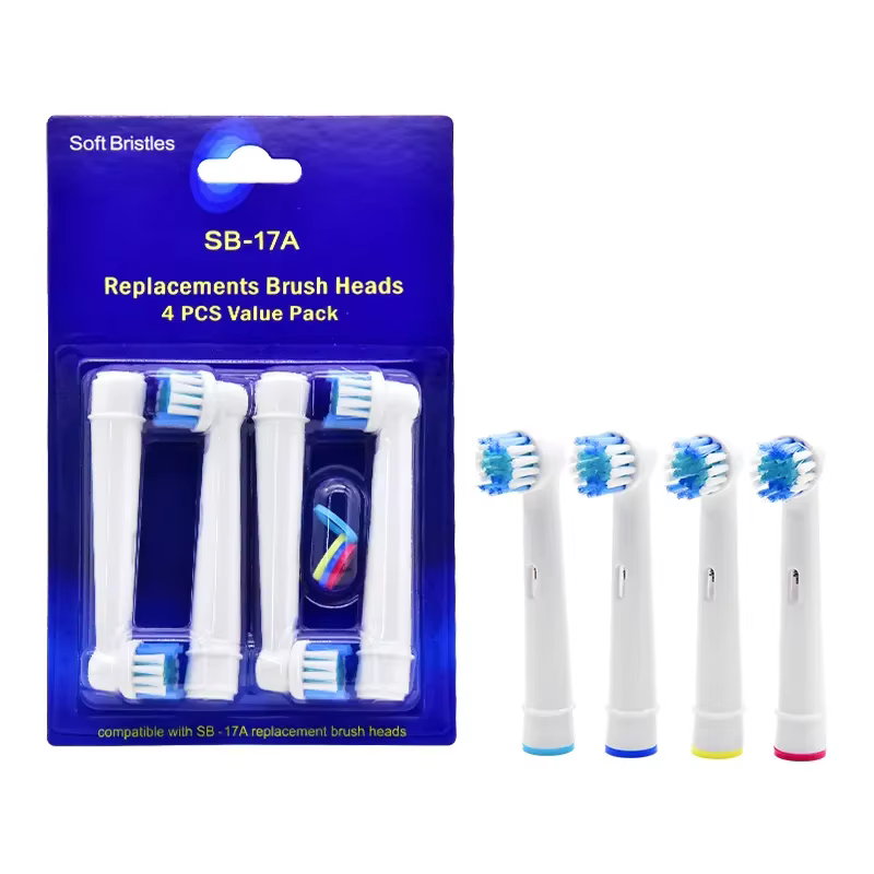 Electric Toothbrush Replacement Heads for Oral B USB Power Source Medium Bristle Adults-for Household Hotel Use Set of 4 SB-17A