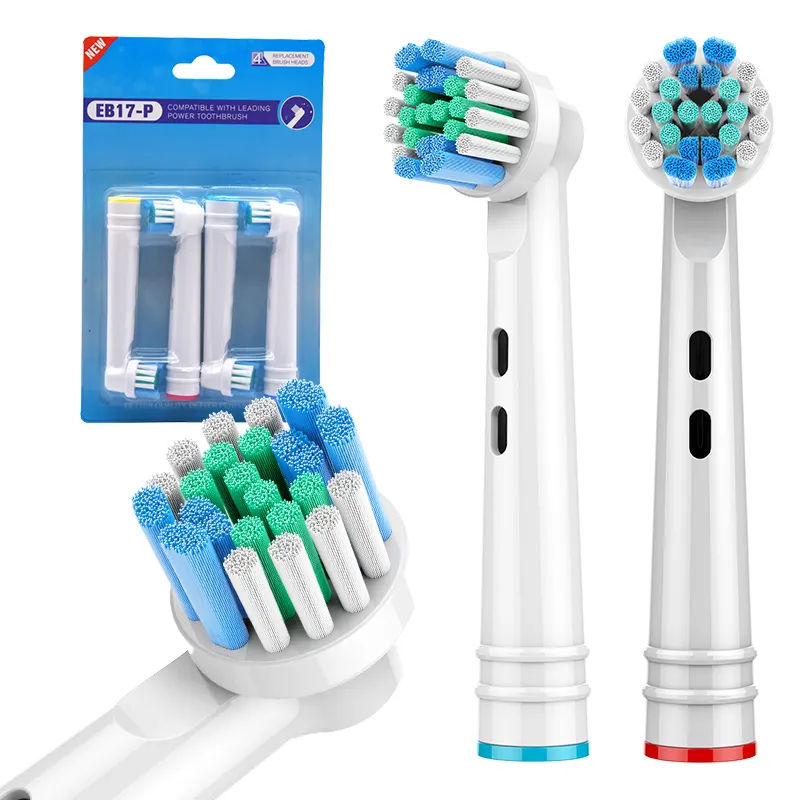 Electric Toothbrush Replacement Heads for Oral B USB Power Source Medium Bristle Adults-for Household Hotel Use Set of 4 EB-17P